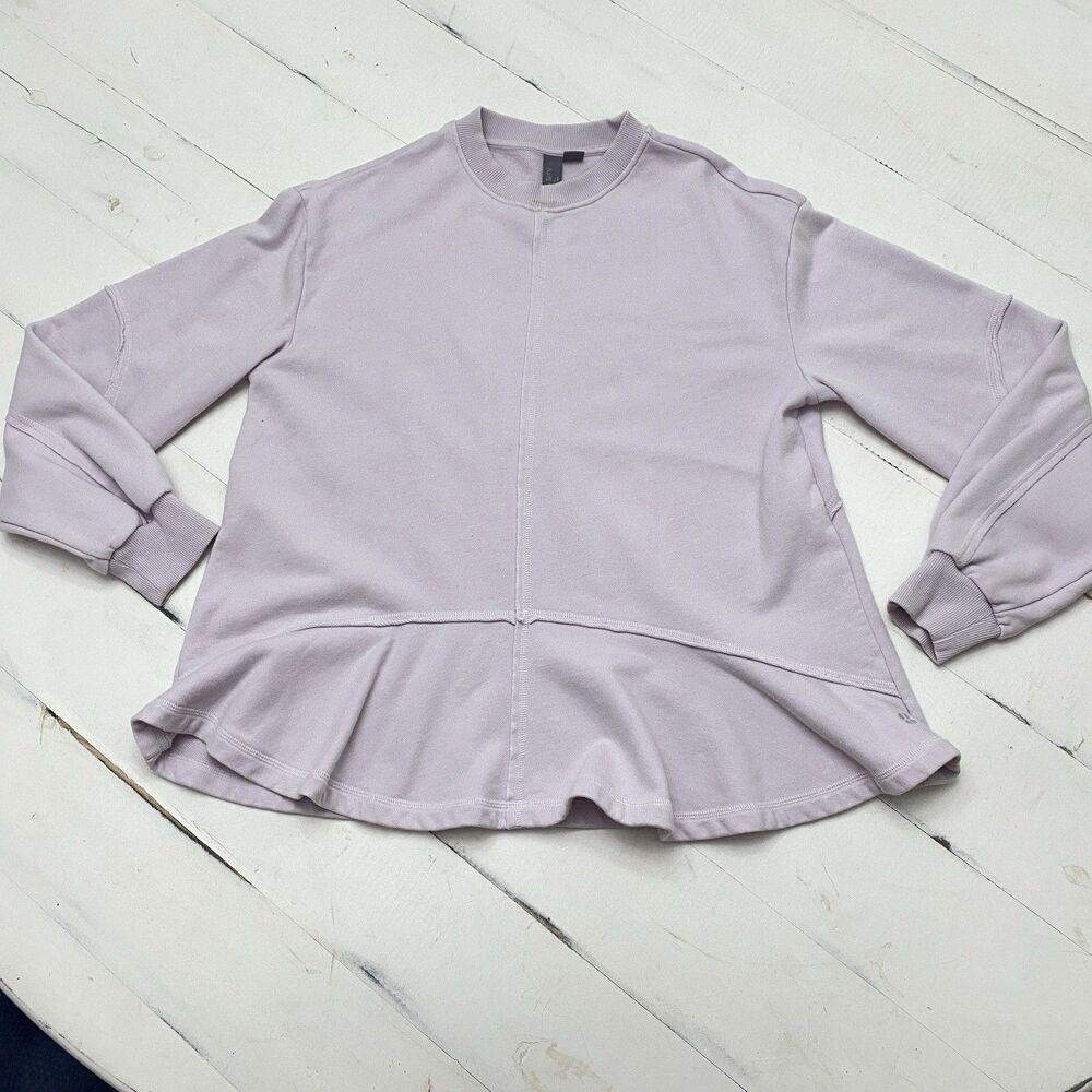 Sweaty Betty Women's Small Cotton Blend Lavender Revive Ruffle Hem Sweatshirt